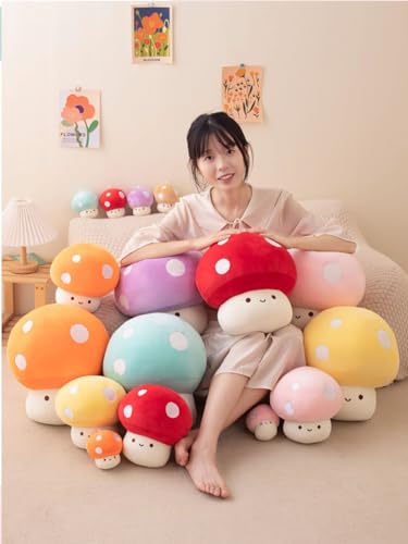 Cute Mushroom Throw Pillow - 3.9in Khaki Soft Decorative Plush Cushion