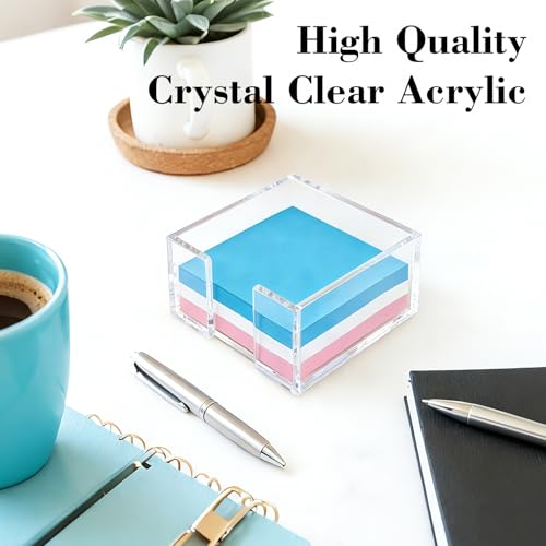 Acrylic Sticky Note Holder for 3x3-Inch Notes - Desk Organizer