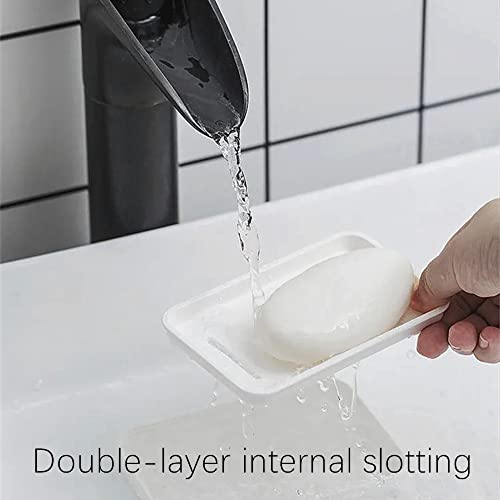 Self Draining Soap Dish Set - 2 Plastic Holders & Loofah Bags