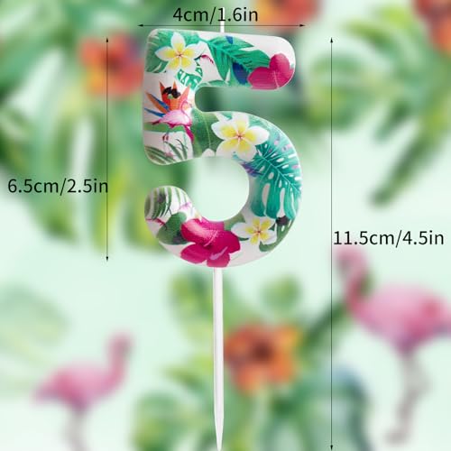 Flamingo Number 8 Birthday Candle Cake Topper - Tropical Party Decor