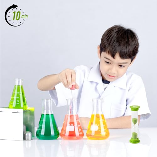 10 Minute Sand Timer for Kids - Green Hourglass Set of 4