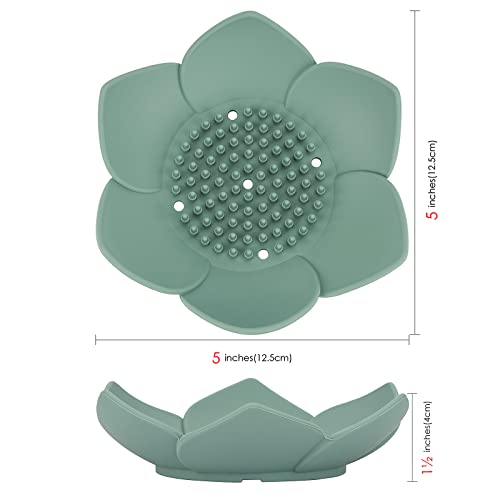 Linkidea Silicone Soap Dish with Drain - 4 Pack Flower Soap Holder