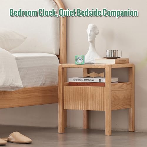 Lamisola Ultra Small Analog Travel Alarm Clock - Silent Retro Bedside Clock, Mint