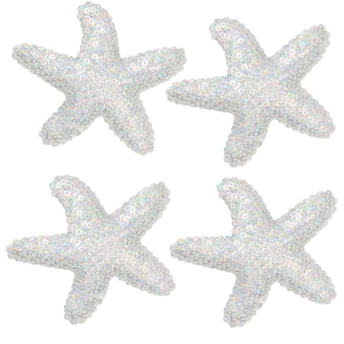 Glitter Silver Starfish Hair Clips 4Pcs Mermaid Seashell Barrettes