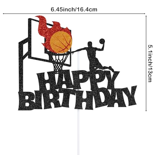 Basketball Happy Birthday Cake Topper Glitter Sport Party Decoration
