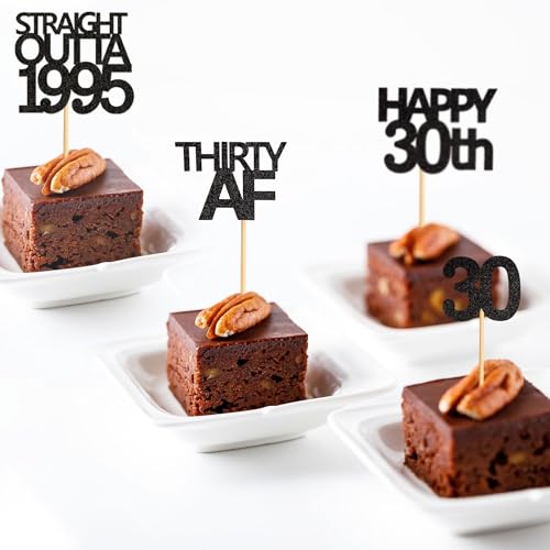 48 Pack Black Straight Outta 1995 Cupcake Toppers for 30th Birthday
