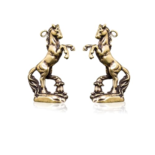2pcs Handcrafted Brass Horse Key Pendant Ornaments for Home Decor