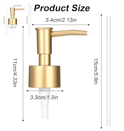 Gold Soap Dispenser Pump - 2 Pack, Rust-Proof 28/400 Compatibility