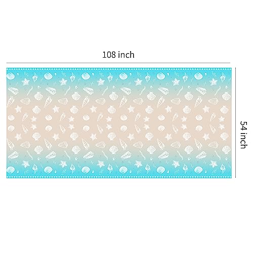 Beach Seashell Party Tablecloths, Disposable Ocean Theme Table Covers, 3 Pack
