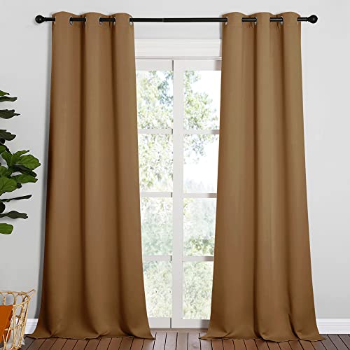 NICETOWN Blackout Curtains - 42"W x 95"L Gold Brown Thermal Grommet Panels