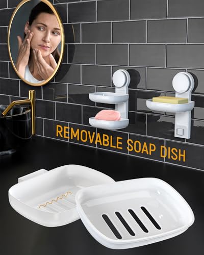 Wall-Mounted Soap Dish Holder with Double Tiers for Shower & Kitchen