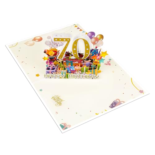 70th Birthday Pop Up Card with Fireworks & Confetti - DLYMXGC
