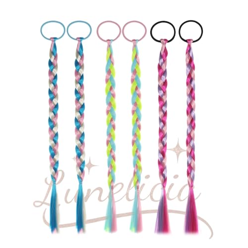 Lunelicia Colorful Hair Extensions 6Pcs 16-Inch for Braids and Festivals