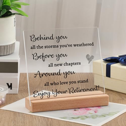 Elegant Retirement Gift Acrylic Desk Decor with Wood Stand