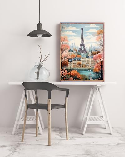 Eiffel Tower Paint by Numbers Kit for Adults - 12x16 Canvas