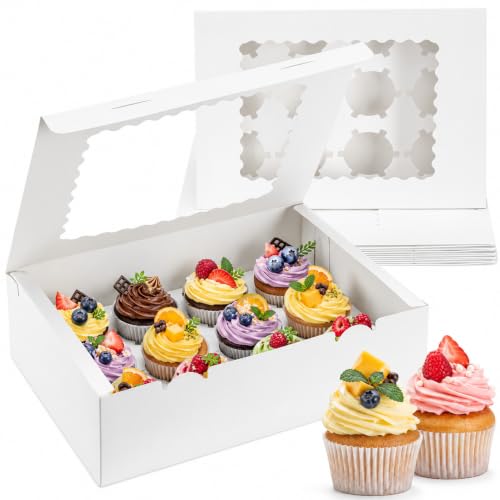 12 Count Cupcake Boxes with Window - 4PCS Clear Insert Holders