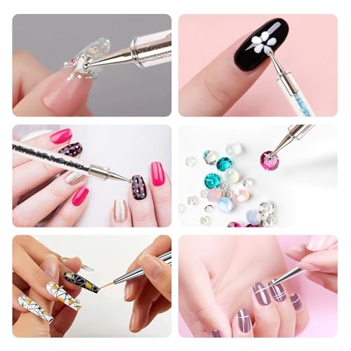 5-Piece Nail Art Brush and Double-Ended Dotting Pen Set for Acrylic Designs