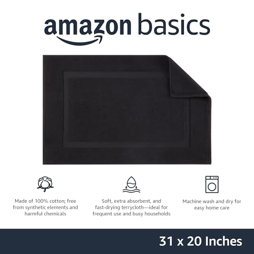 Amazon Basics Cotton Bath Rug Mat 31" x 20" - Midnight Black