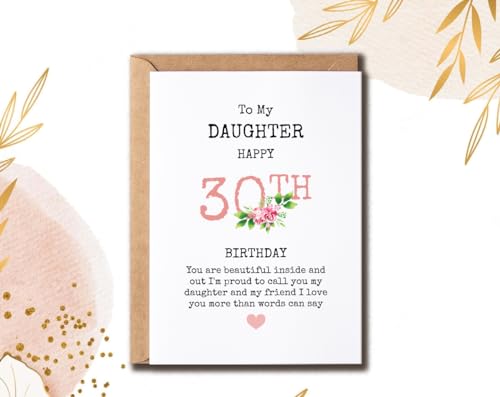 30th Birthday Card for Daughter - Premium Quality & Blank Inside