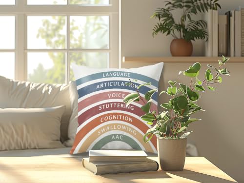 Boho Rainbow Mental Health Pillow Cover 18x18 - Back-to-School