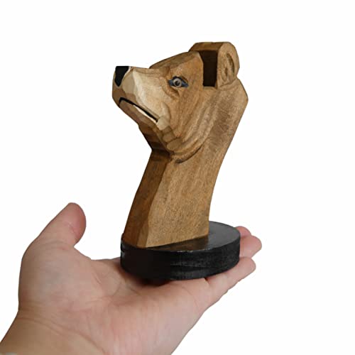 Handmade Wooden Eyeglasses Holder - Brown Bear Display Stand
