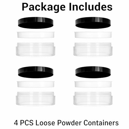 Chedin 4 Pcs Refillable Loose Powder Containers 10ml Travel Size