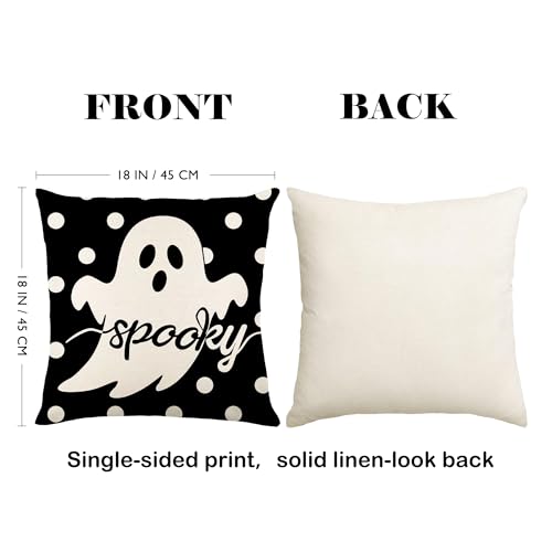 Ditother Halloween Pillow Covers 18x18 Set of 4, Purple Spooky Throw Pillows