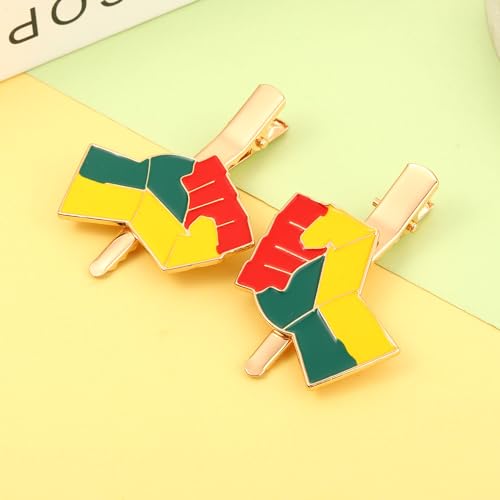 PHALIN Juneteenth Hair Clips African Map Power Fist Hair Barrettes