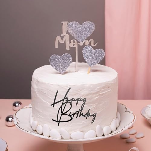 6 Pcs Happy Birthday Cake Toppers - Mirror Acrylic Decorations