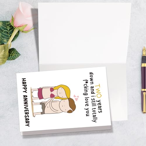 Funny 2nd Anniversary Card for Couples - Blank Inside