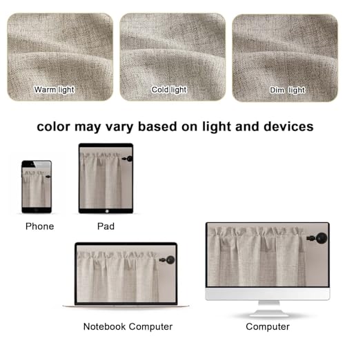 LIVEKID Faux Linen Light Filtering Short Valance Curtain - 52"x14"