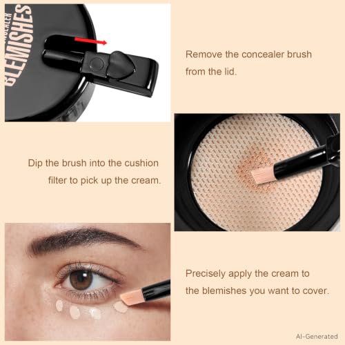 Waterproof Full Coverage Cream Foundation with Built-in Brush