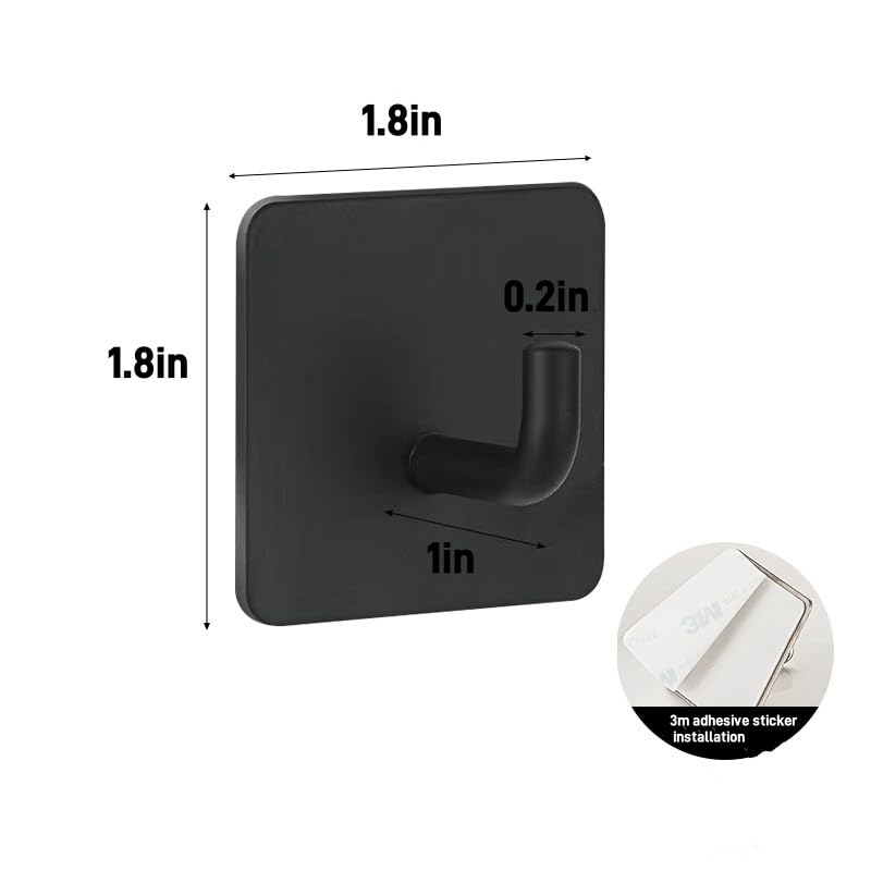 Tustao 6-Pack Stainless Steel Adhesive Wall Hooks - Heavy Duty, No Drill