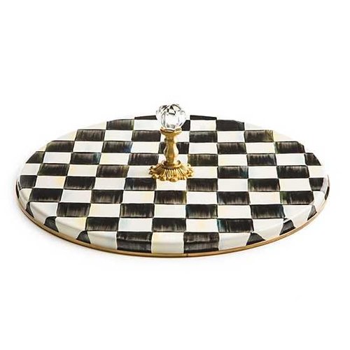 MACKENZIE-CHILDS Cheese Course, Cute Cheese Board and Serving Board for Charcuterie, Black-and-White Courtly Check