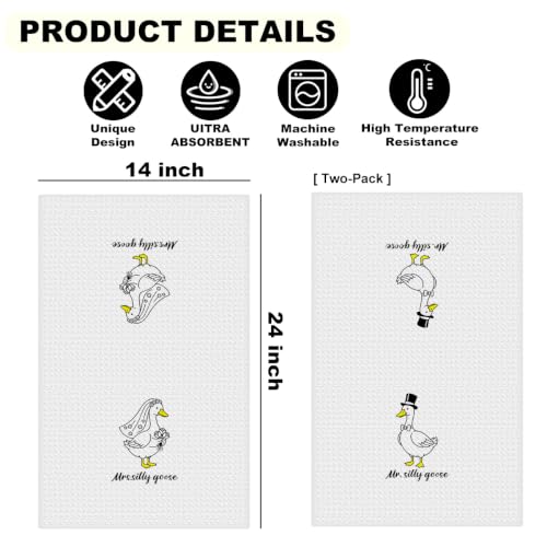 Bride & Groom Silly Goose Kitchen Towels - Fun Wedding Gift