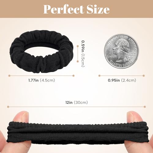 WantGor Hair Ties 10-Pack Black Elastic Ponytail Holders for Thick and Thin Hair