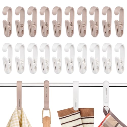 Pumsawn 20 Pack Heavy Duty Laundry Hooks with Clips for Closet & Bathroom