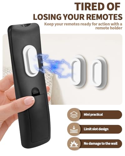 White Magnetic Remote Control Holder - 4 Pack Self-Adhesive TV & AC Remote Organizer
