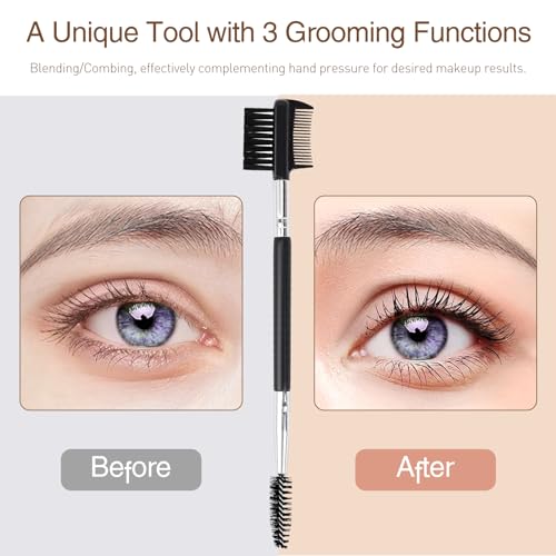 Kootinn 3-Head Eyebrow & Eyelash Shaper - Makeup Grooming Tool with Spoolies