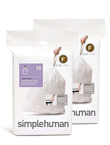 simplehuman Custom Fit Trash Can Liner F, 25L/6.5Gal, 20 Count