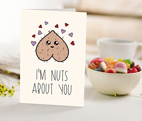 Funny Valentine's Day Card - I'm Nuts About You - 5.3" x 8"