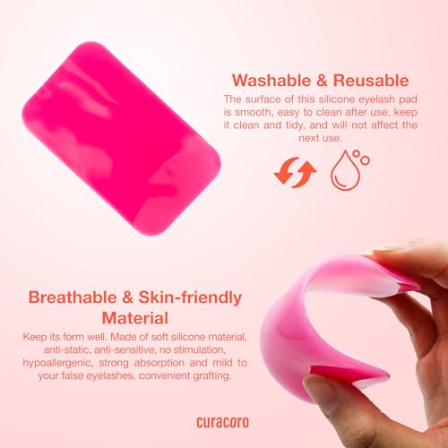 Curacoro Silicone Eyelash Extension Holder Pad Reusable Lash Tray