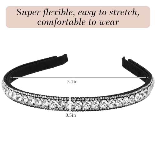 Mabor Rhinestone Headband for Women Sparkling Silver Bling Hair Band