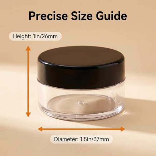 SYBL 15ml Clear Plastic Jars with Black Lids 10-Pack Refillable Cosmetic Containers