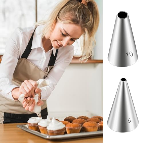 Dimeho 7-Piece Round Hole Piping Tips Set - Stainless Steel Frosting Nozzles