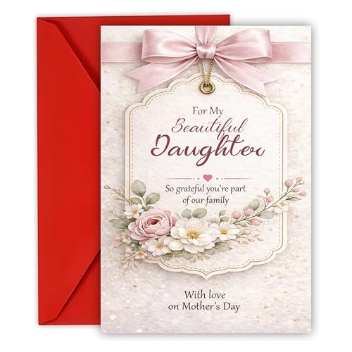 Elegant Mother's Day Card for Daughter with Red Envelope