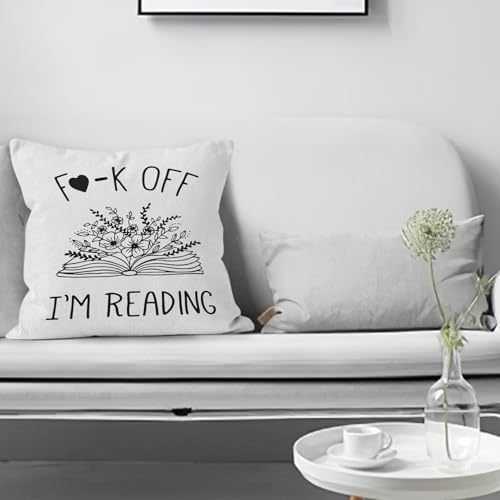 HIWX Book Reading Throw Pillow Cover, Soft Flannelette 18x18 Inch, White