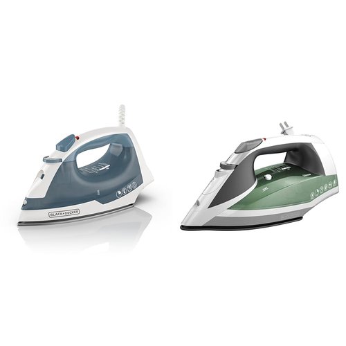BLACK+DECKER Easy Steam Compact Iron, IR40V, Nonstick Plate, SmartSteam, Anti-Drip, Auto Shutoff & Vitessa Advanced Steam Iron, ICR2020, Even Steam Nonstick Soleplate, Auto Shutoff