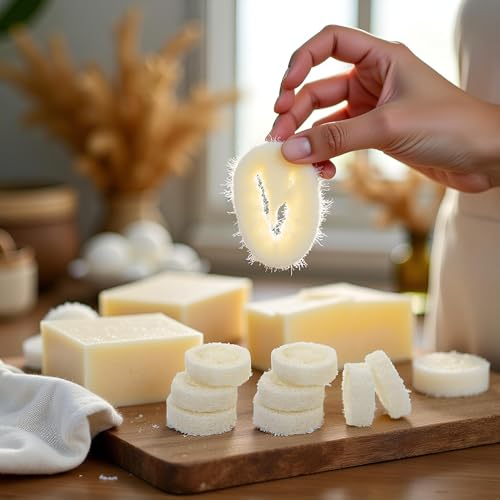 Cauaoa Natural Loofah Slices 10Pcs for Soap Making and Exfoliating Bath Sponge