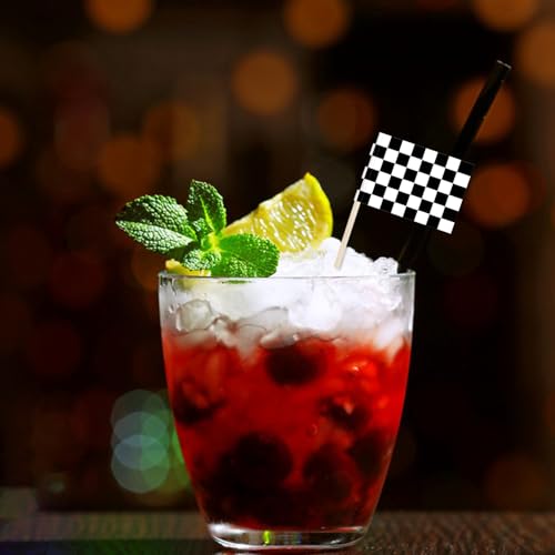 Checkered Racing Flag Toothpicks 100 Pack for Cupcakes & Party Decor